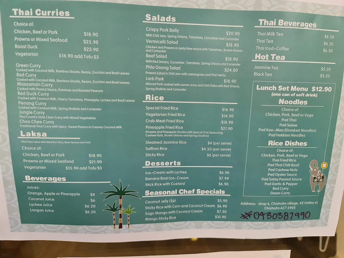 Menu, Pad Thai Chisholm