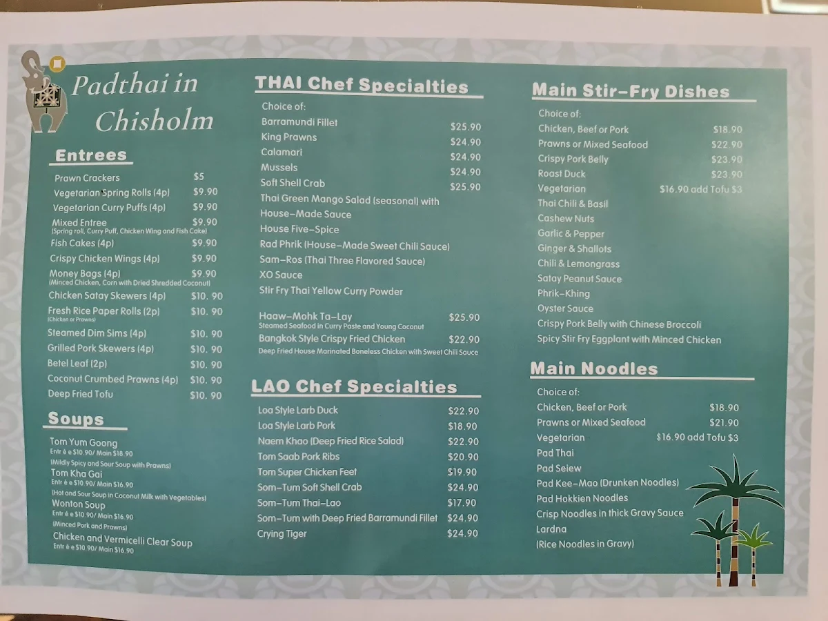 Menu, Pad Thai Chisholm