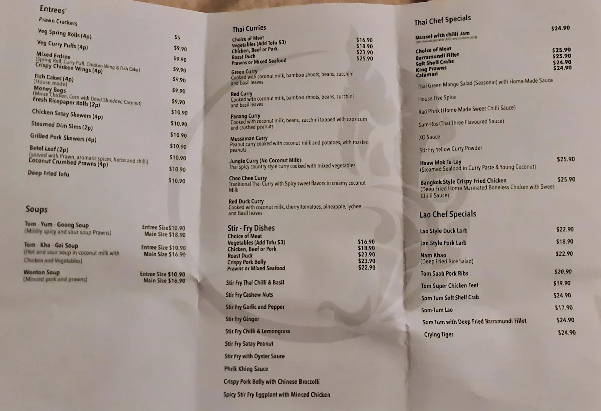 Menu, Pad Thai Chisholm