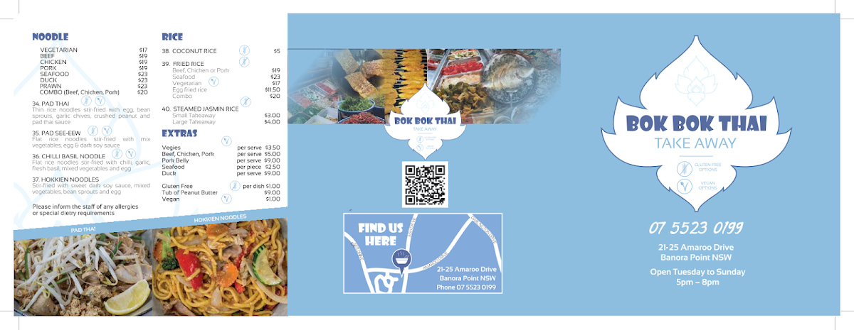 Menu, Bok Bok Thai