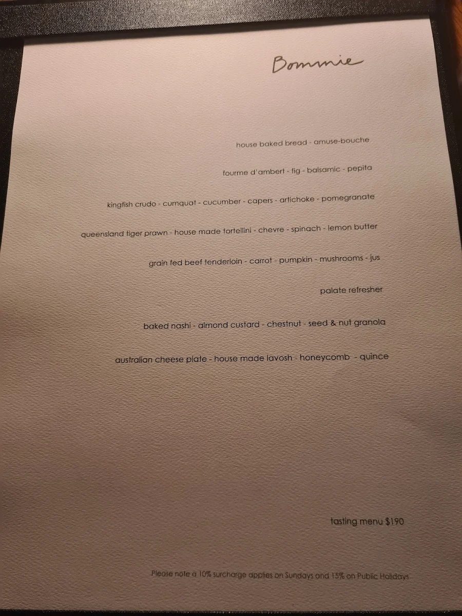 Menu, Bommie