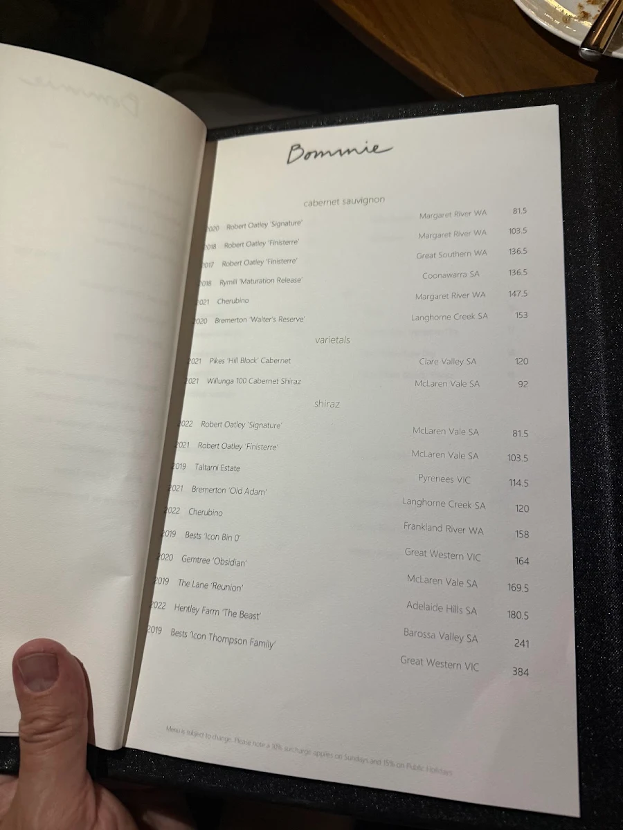 Menu, Bommie