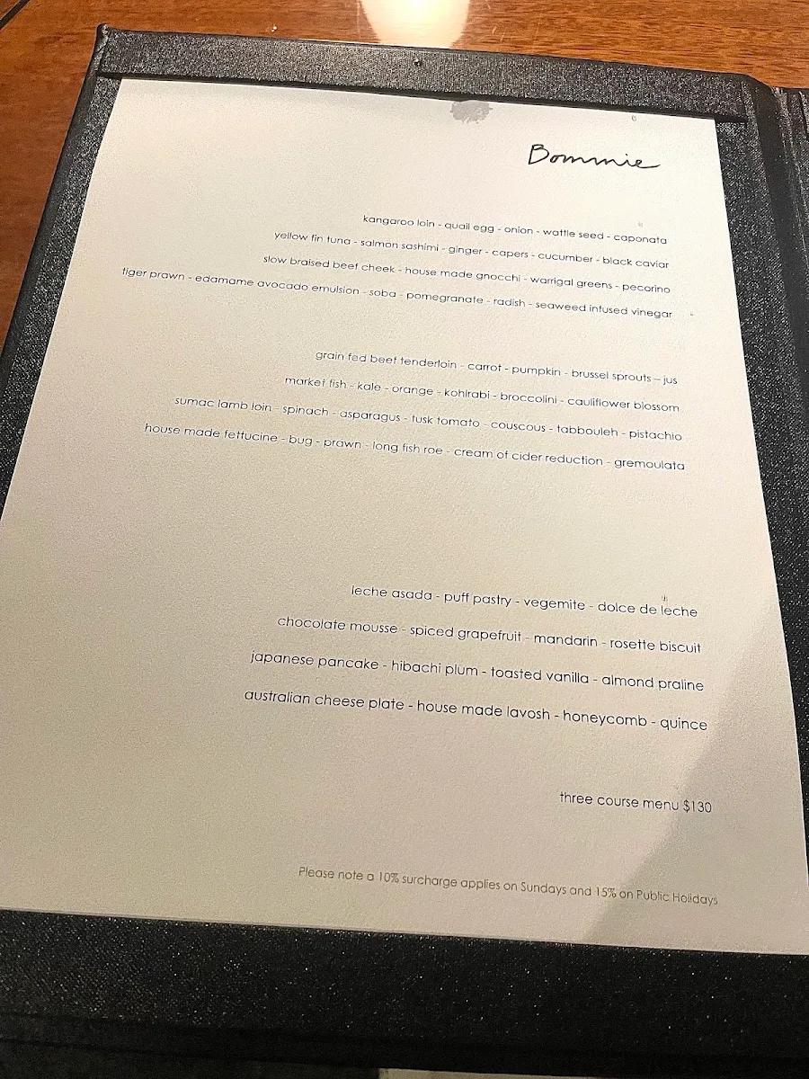 Menu, Bommie