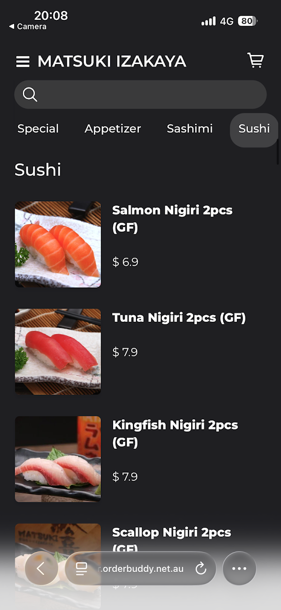 Menu, Matsuki Izakaya