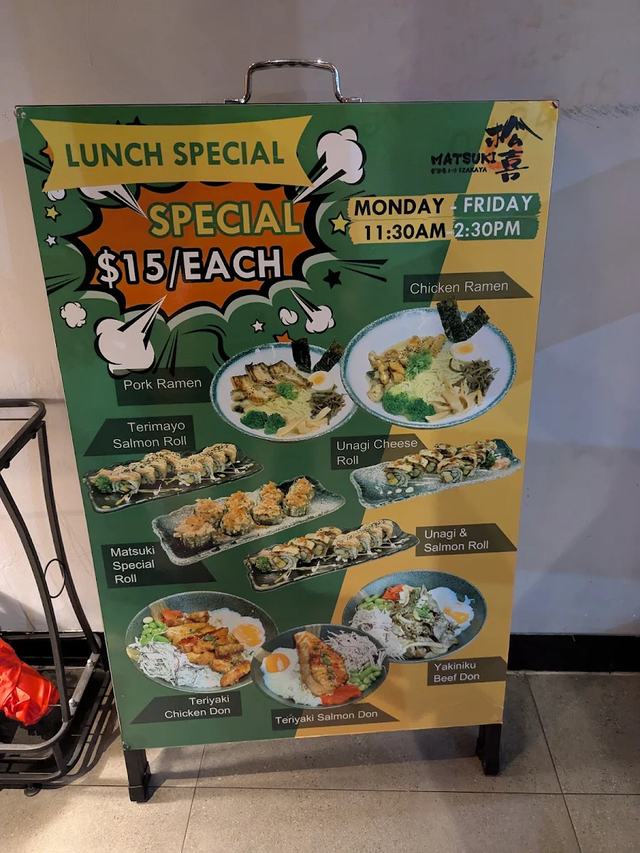 Menu, Matsuki Izakaya