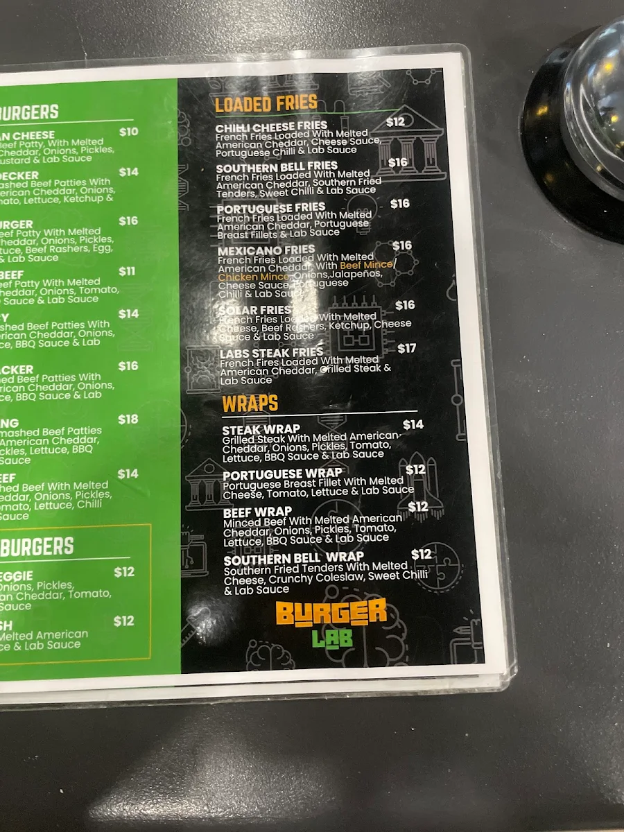 Menu, Burger Lab