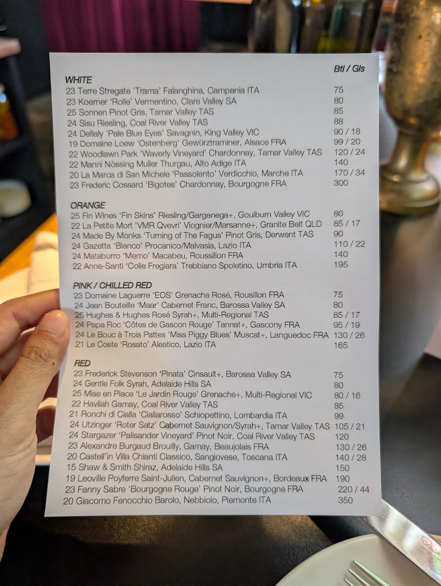 Menu, Ogee
