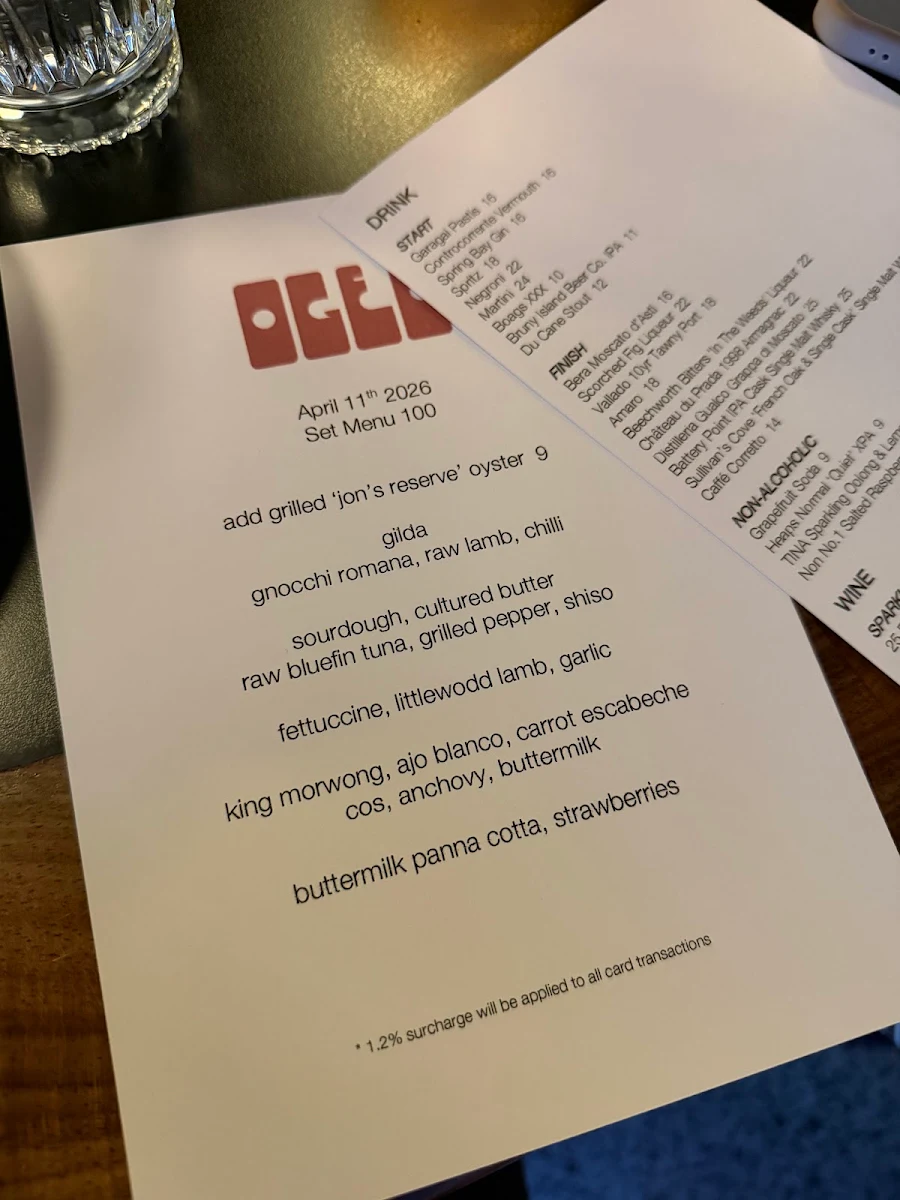 Menu, Ogee