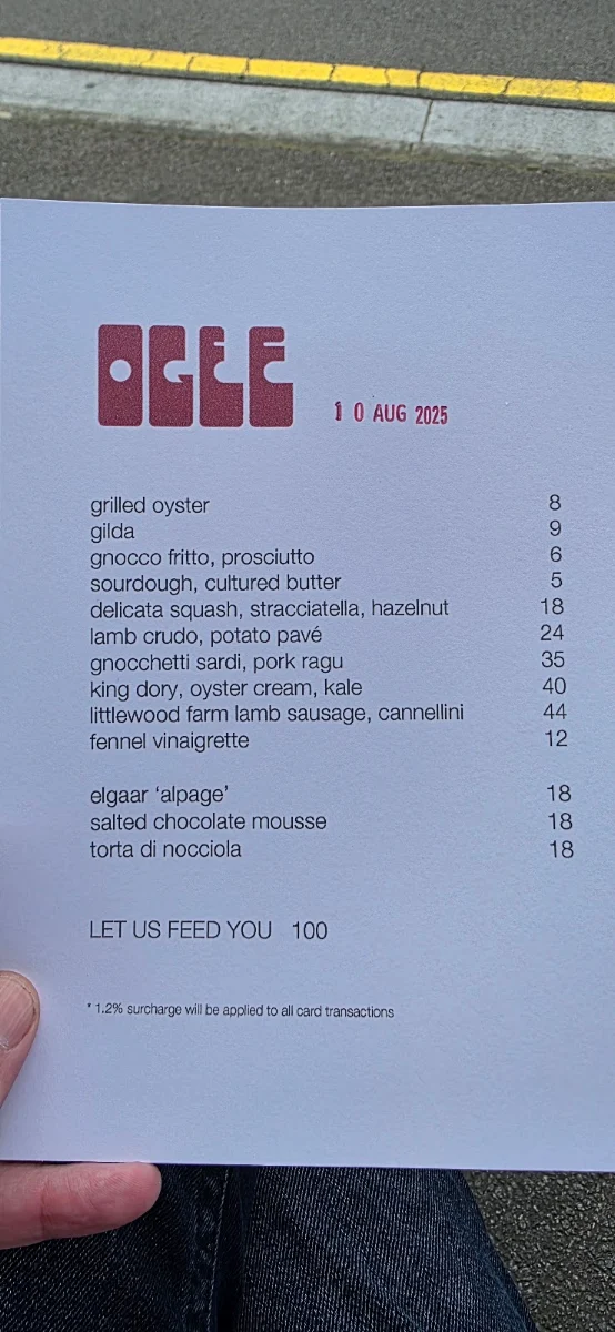 Menu, Ogee