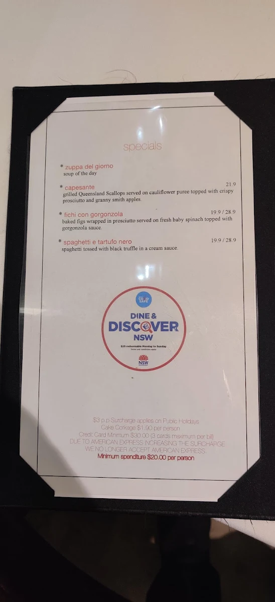 Menu, La Ricetta Ristorante Italiano Enmore