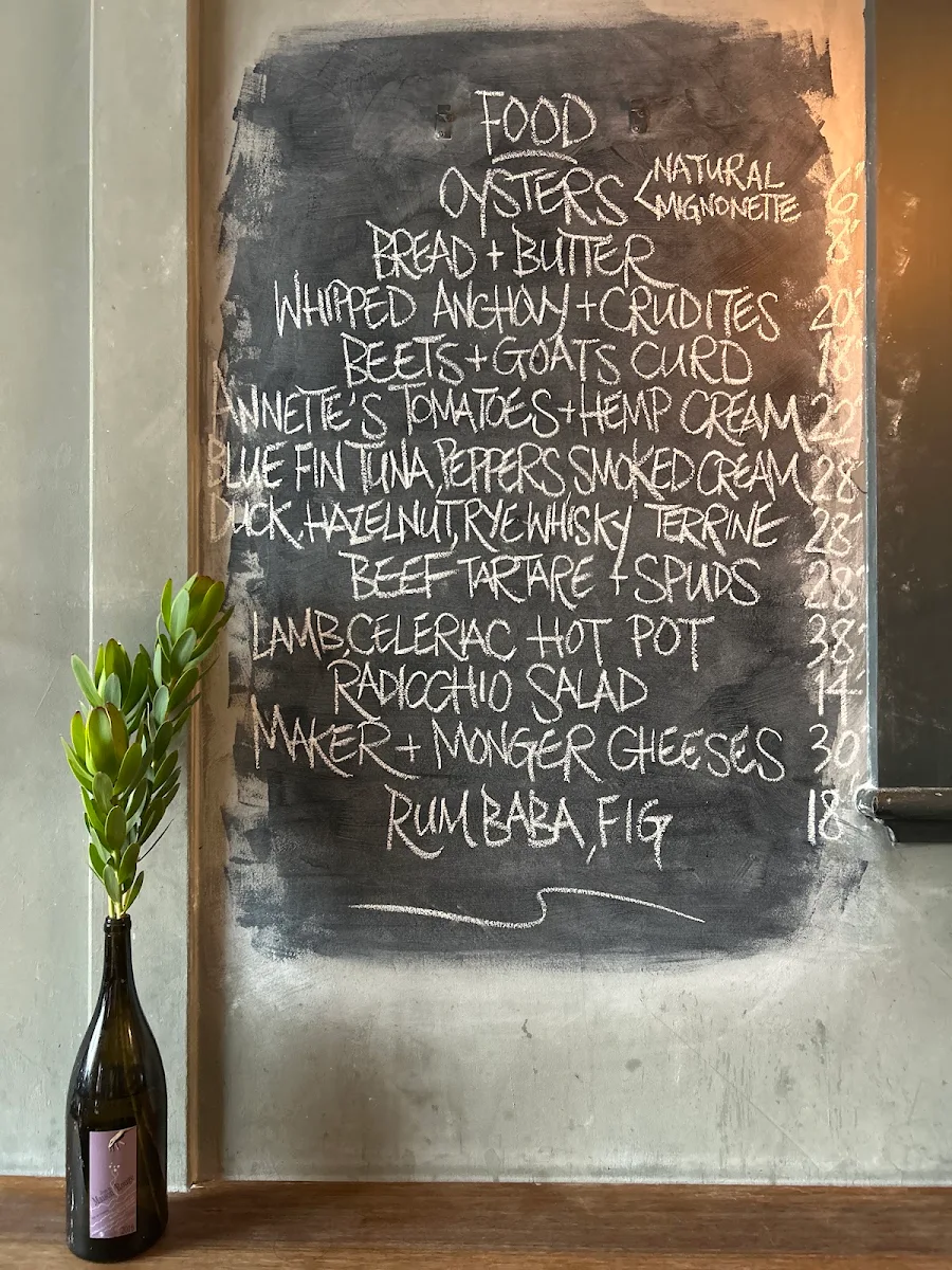 Menu, Lucinda Wine Bar
