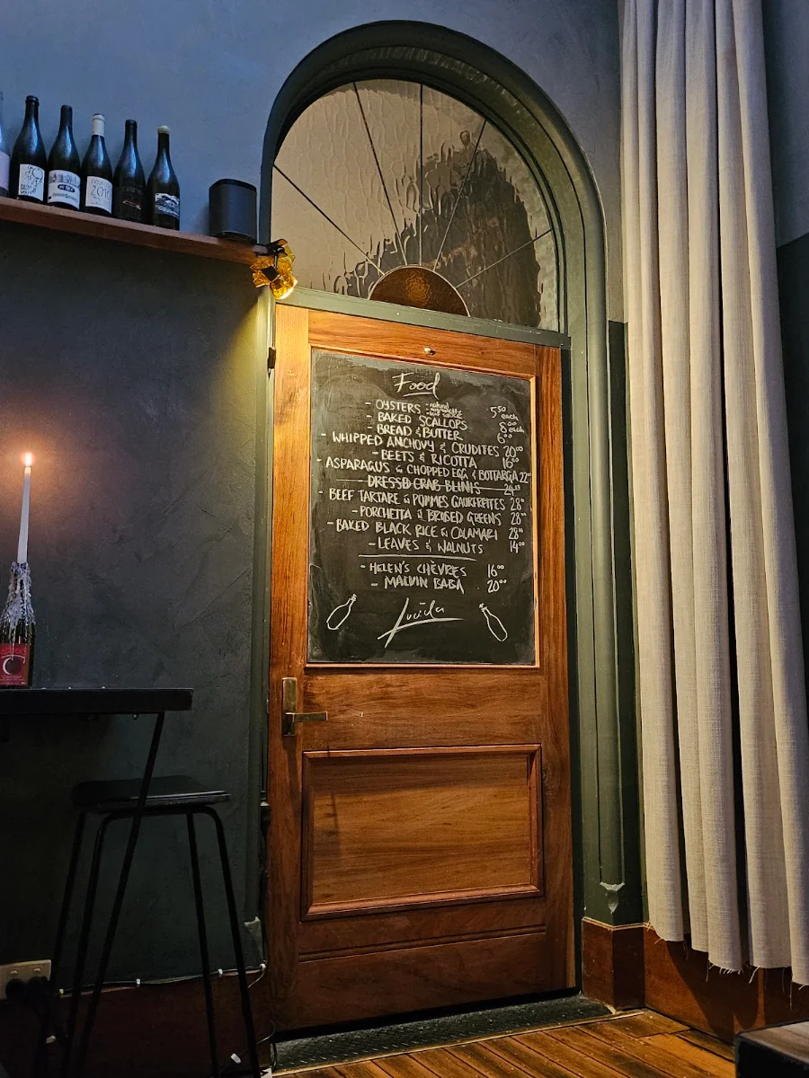 Menu, Lucinda Wine Bar