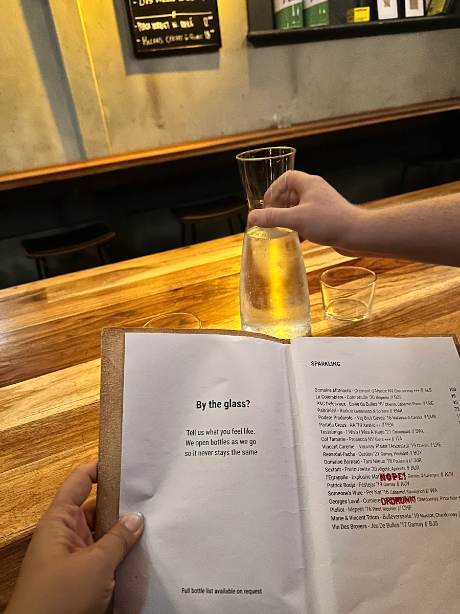 Menu, Lucinda Wine Bar