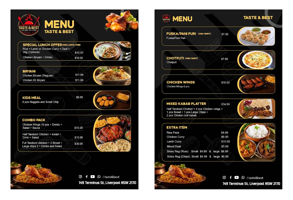 Menu, Taste & Best