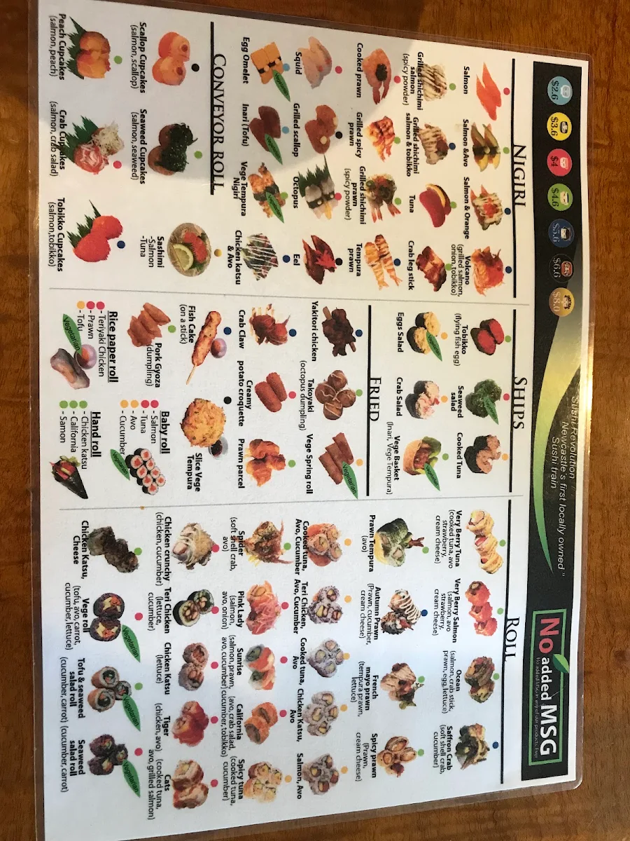 Menu, Sushi Revolution Darby