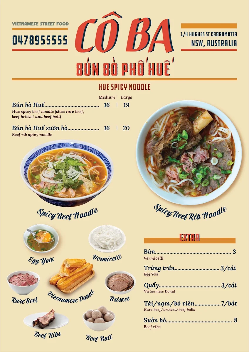 Menu, Cô Ba Cabramatta