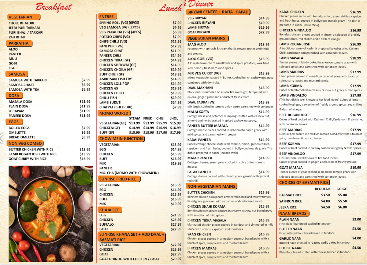 Menu, Muglan