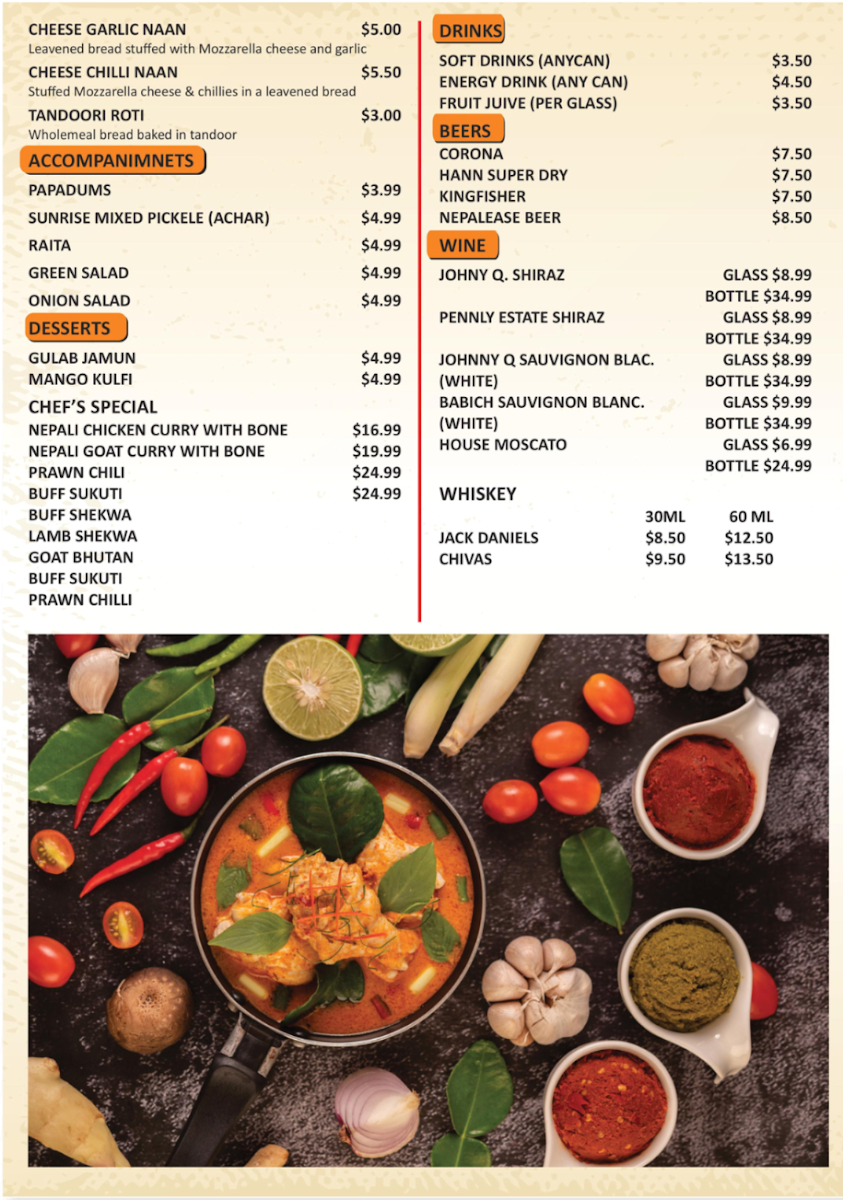 Menu, Muglan