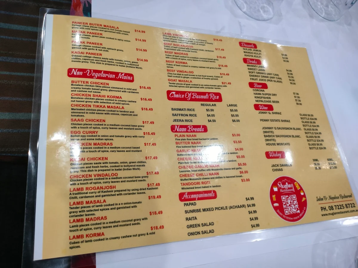 Menu, Muglan