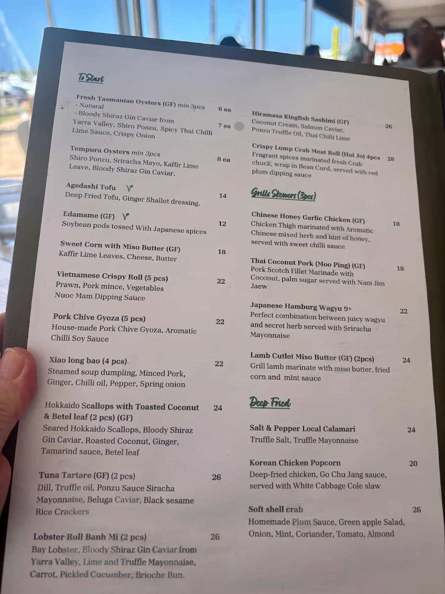 Menu, Tara Far East Dining & Bar
