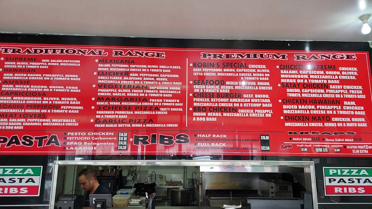 Menu, Robins Pizza, Pasta & Ribs