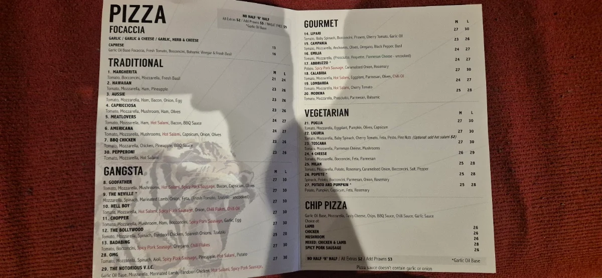 Menu, Yo Momma Woodfire Kitchen