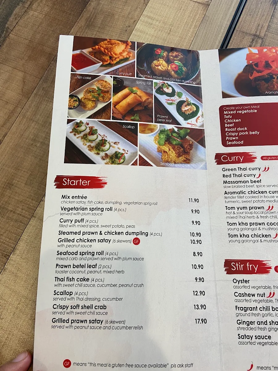 Menu, Sita Thai Cuisine