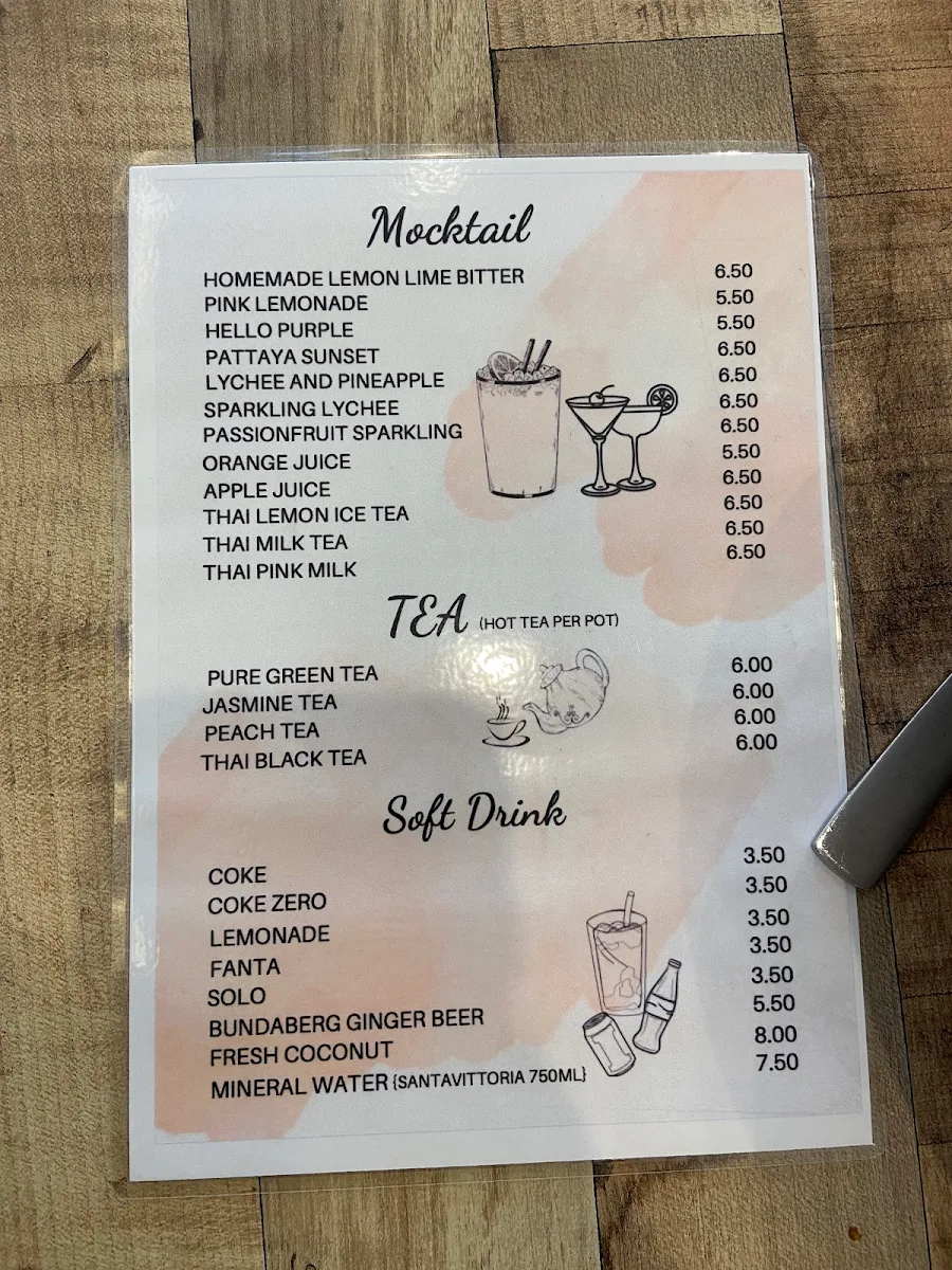 Menu, Sita Thai Cuisine