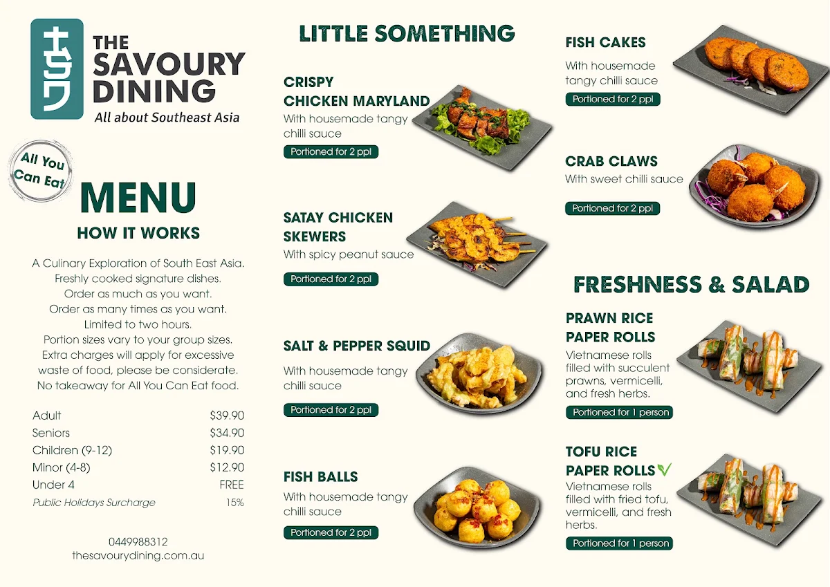 Menu, Savoury Dining Penrith
