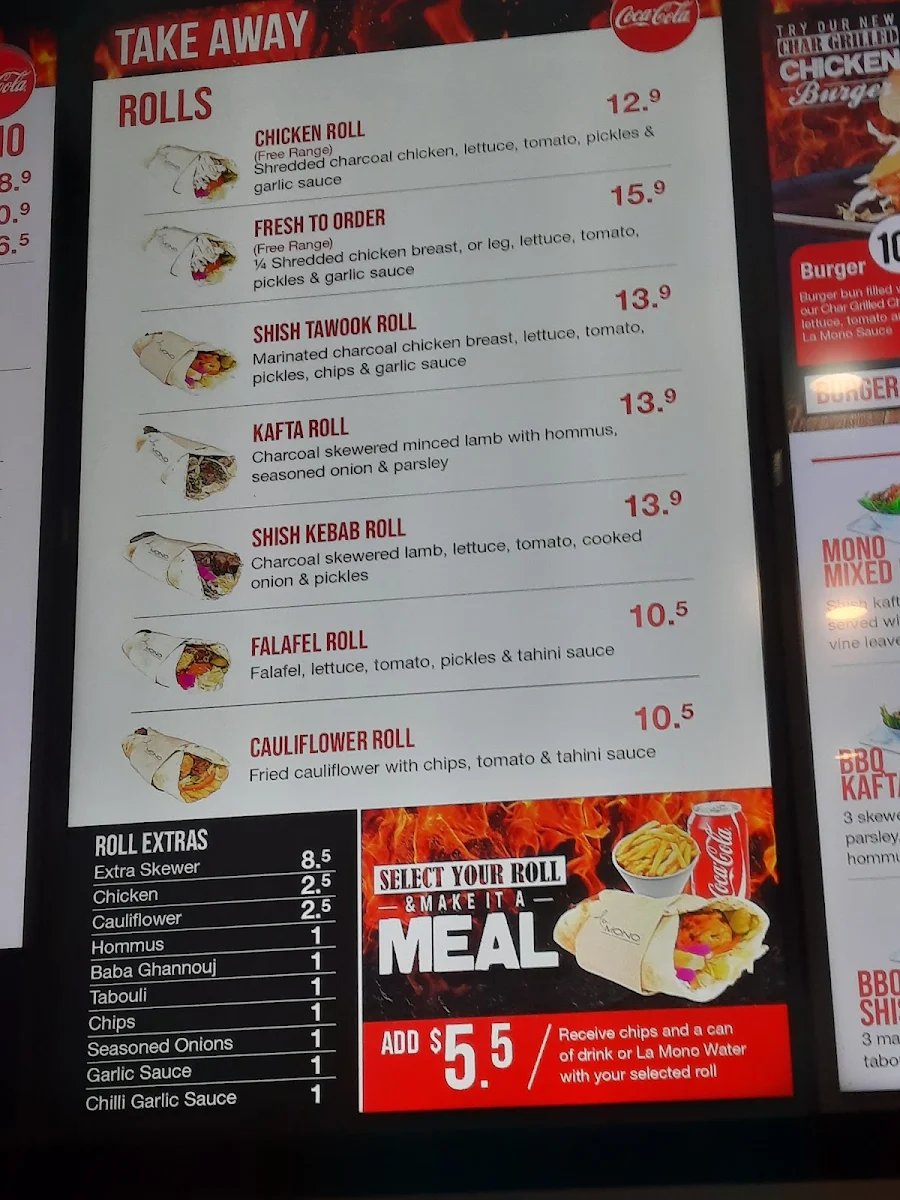 Menu, La Mono Merrylands | Charcoal Chicken & Lebanese Cuisine