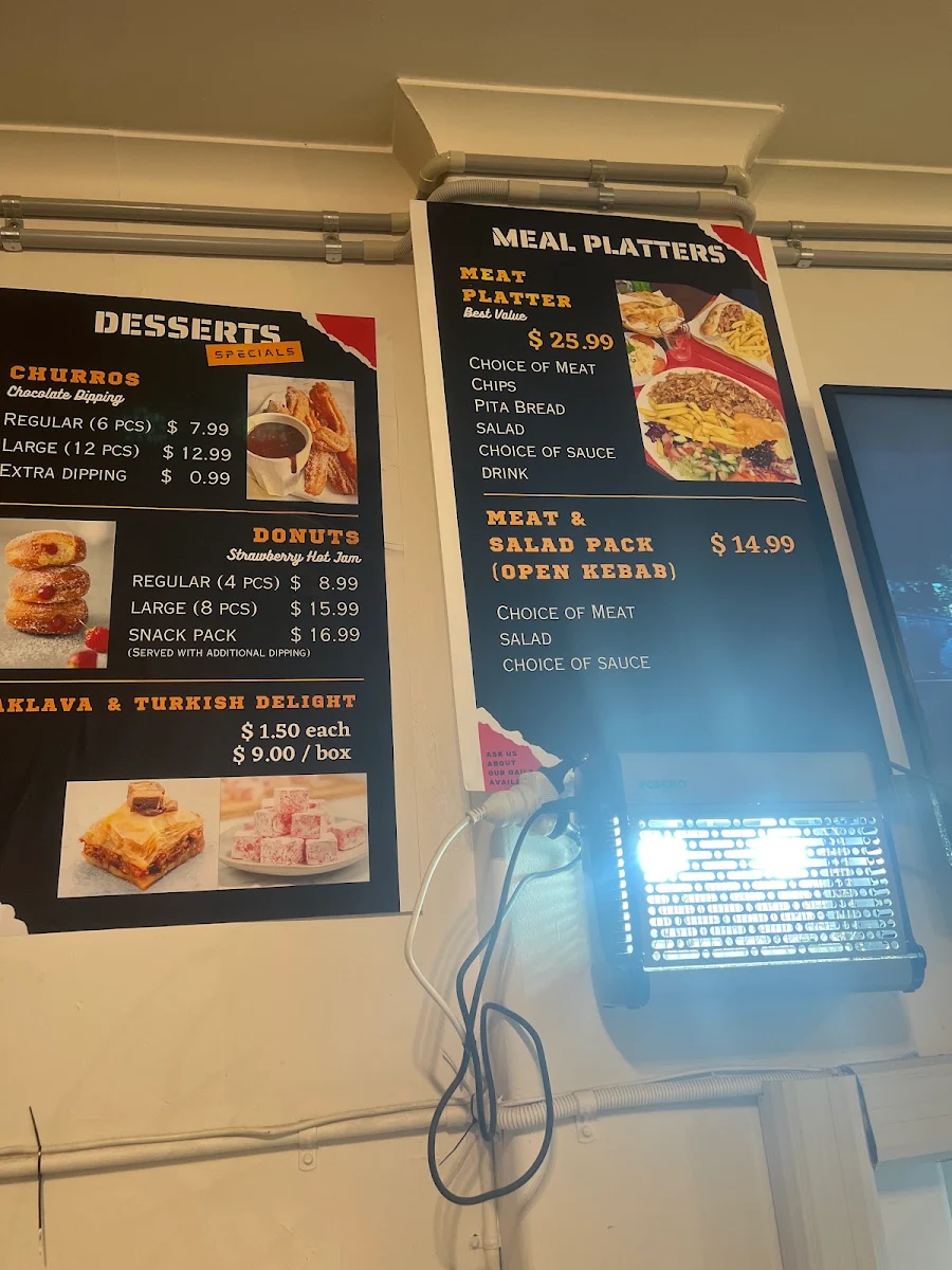 Menu, Aussie Kebabs & Lounge