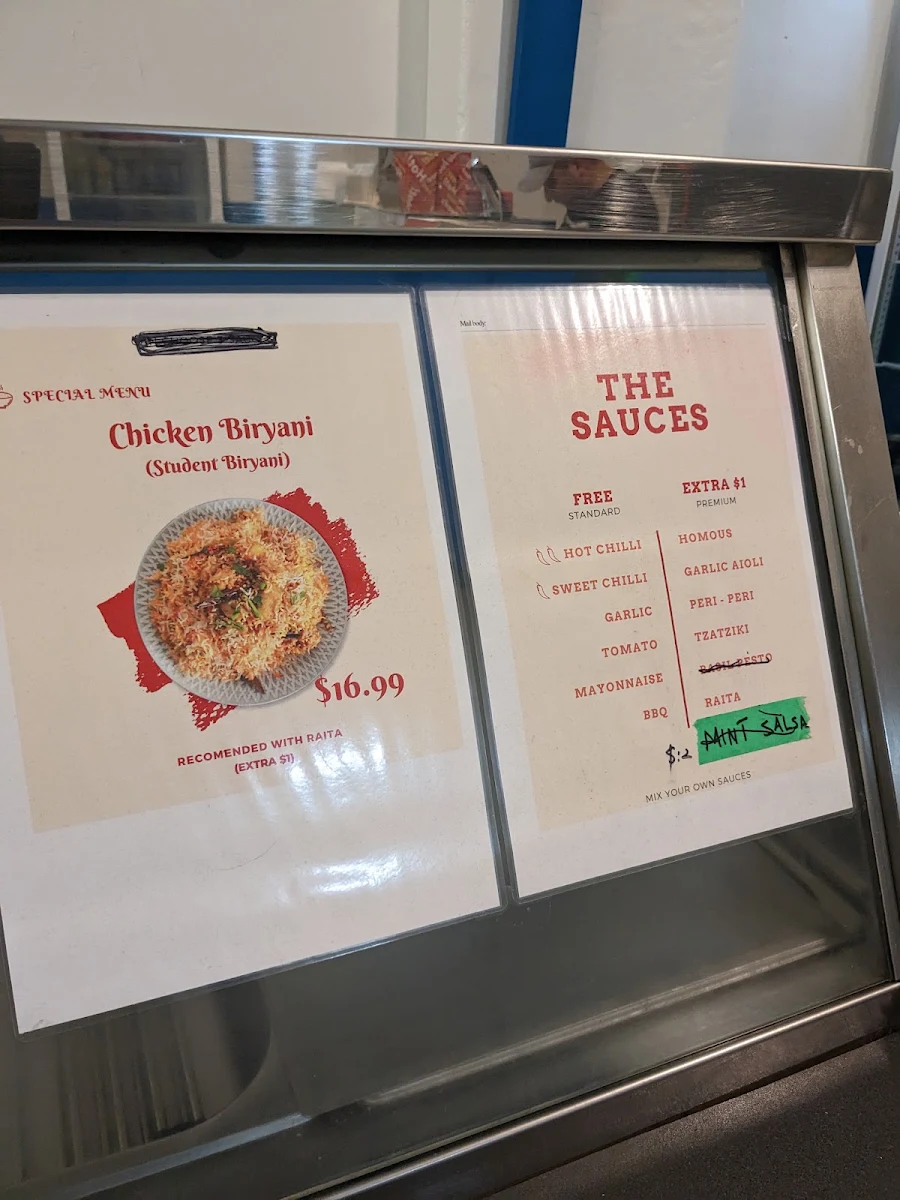 Menu, Aussie Kebabs & Lounge