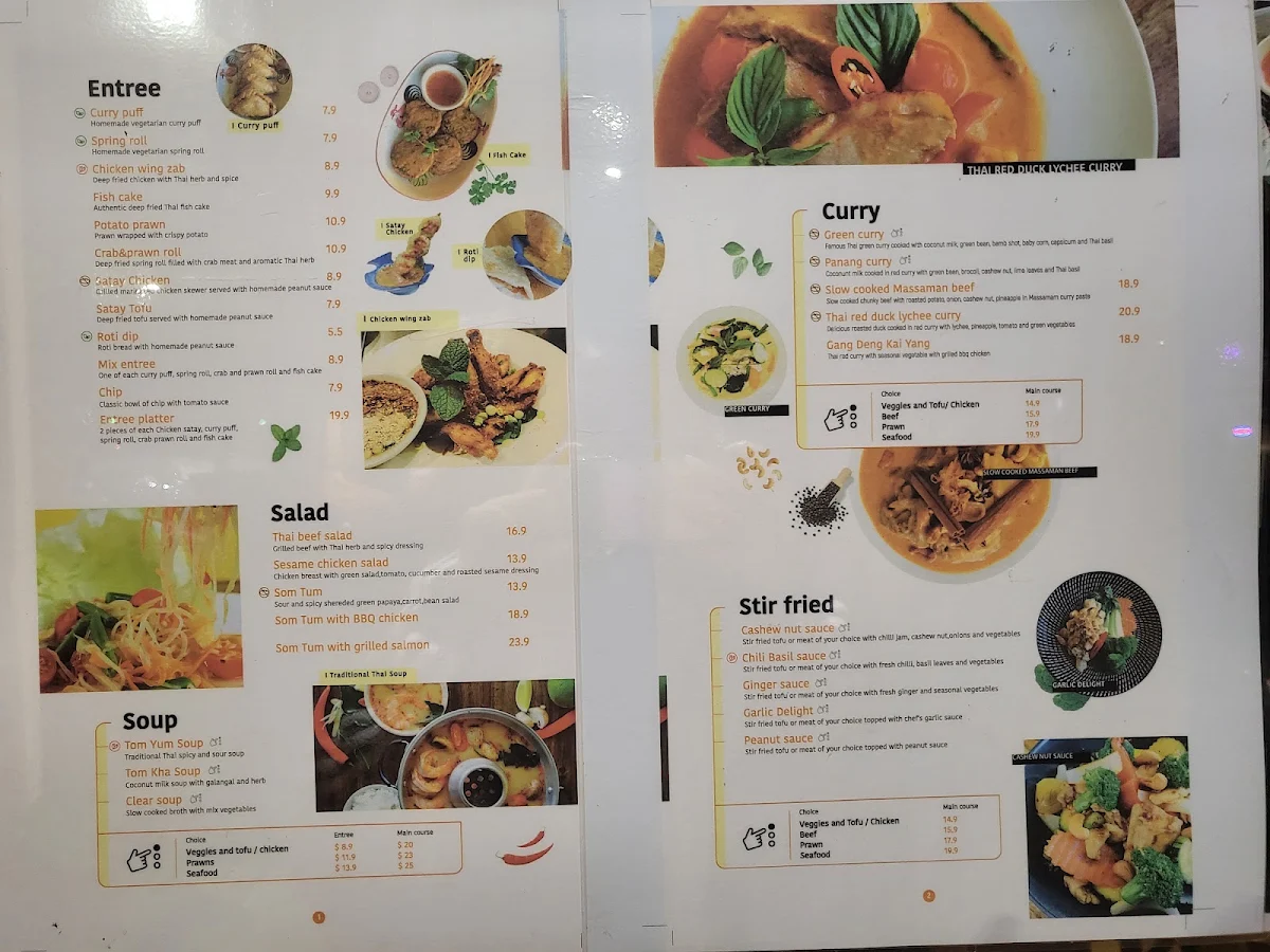 Menu, Nahm Tao Thai Kitchen