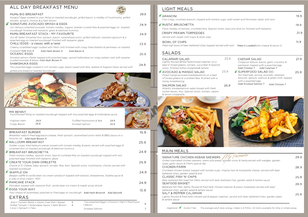 Menu, MoMa Social Cafe