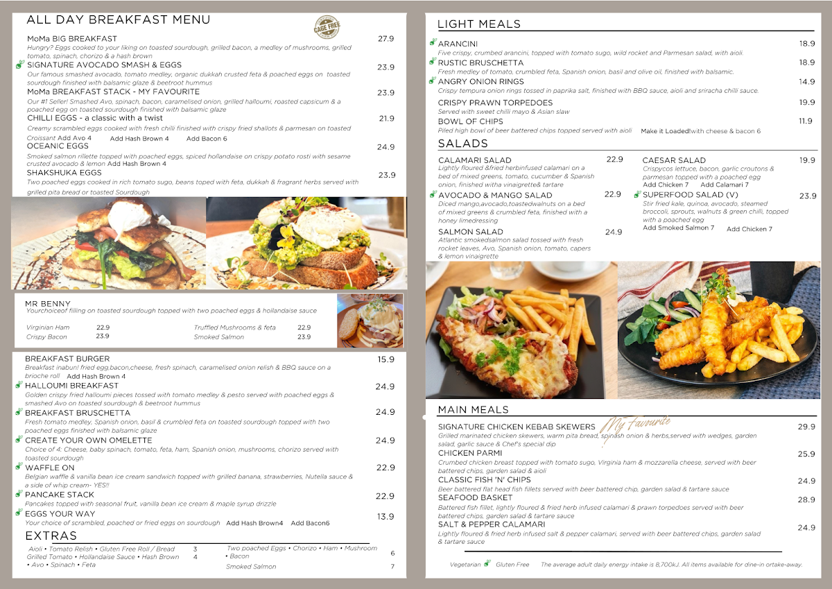 Menu, MoMa Social Cafe