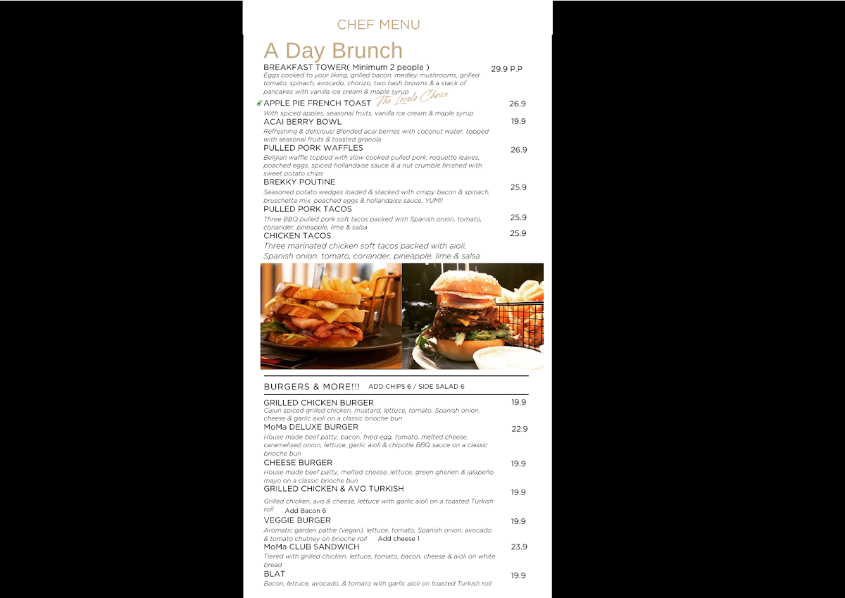 Menu, MoMa Social Cafe
