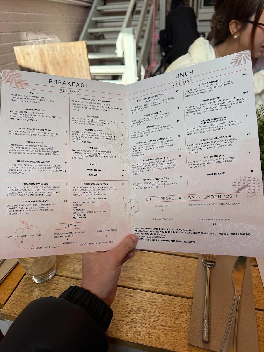 Menu, Ripples Cafe n Co
