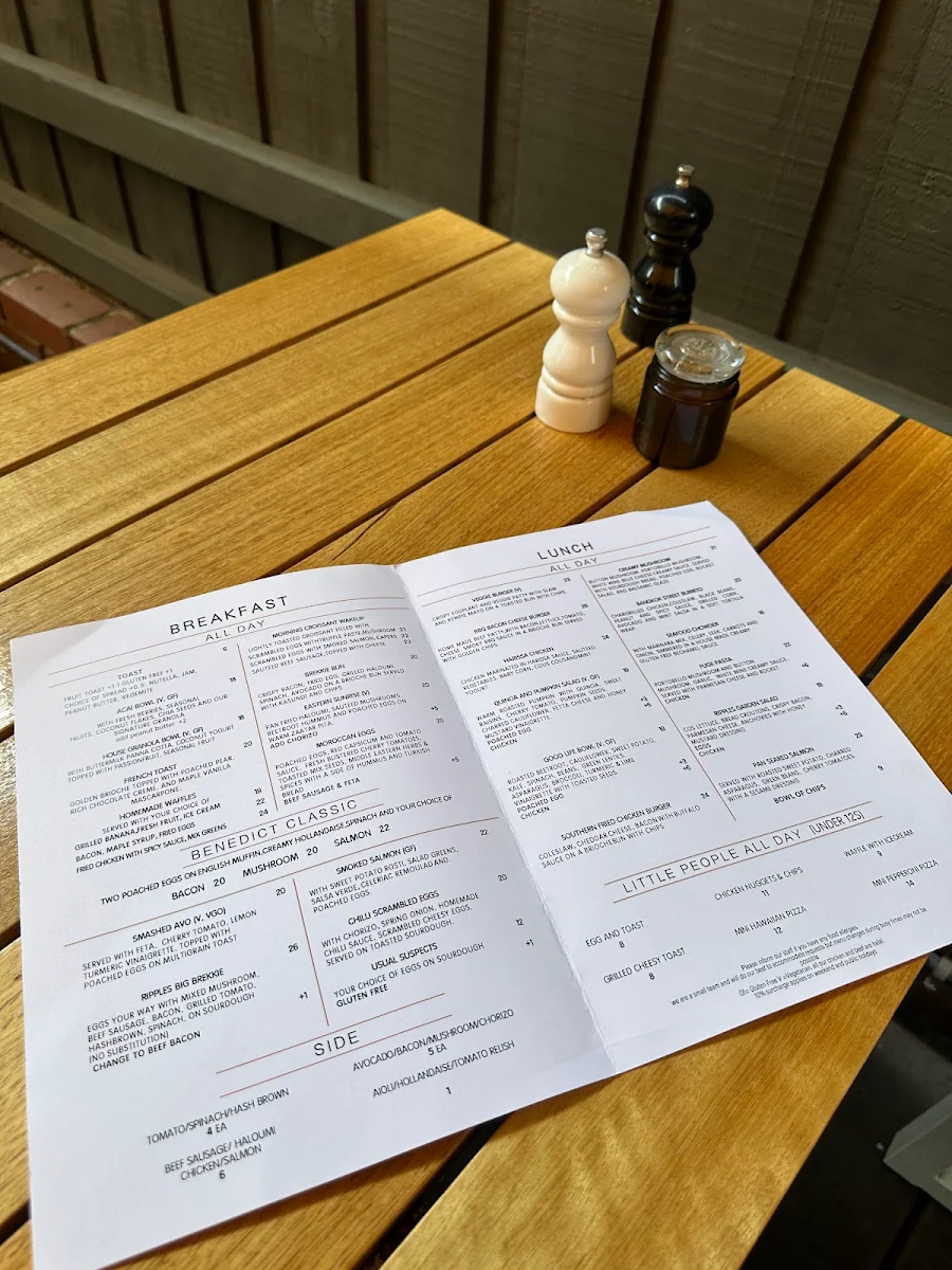 Menu, Ripples Cafe n Co