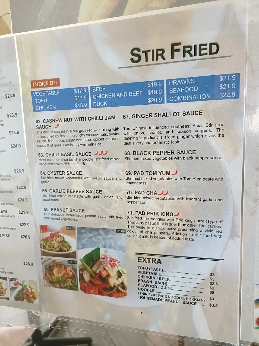 Menu, Be My Guest Thai Kitchen