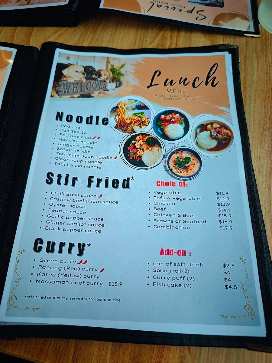 Menu, Be My Guest Thai Kitchen