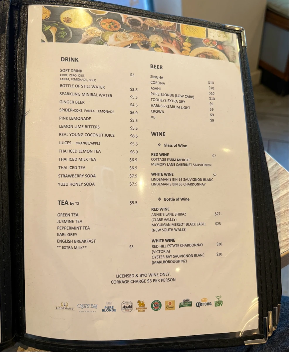 Menu, Be My Guest Thai Kitchen