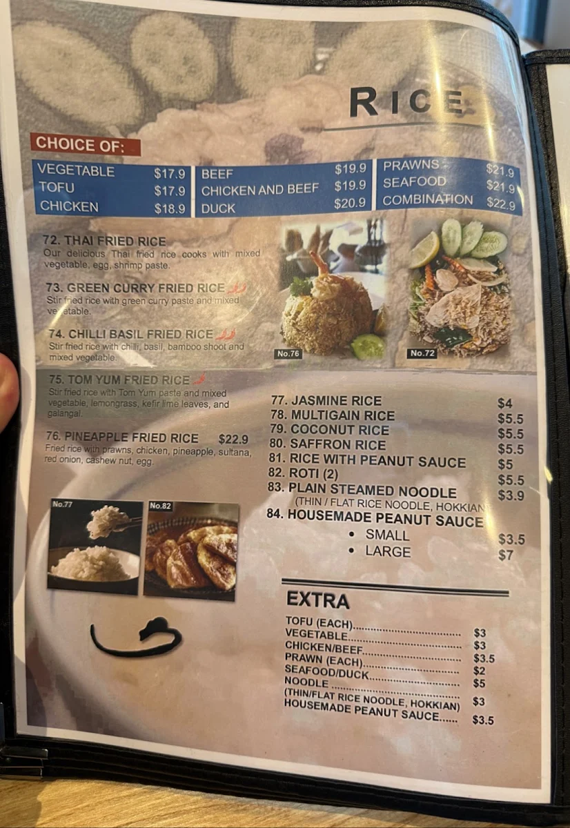 Menu, Be My Guest Thai Kitchen