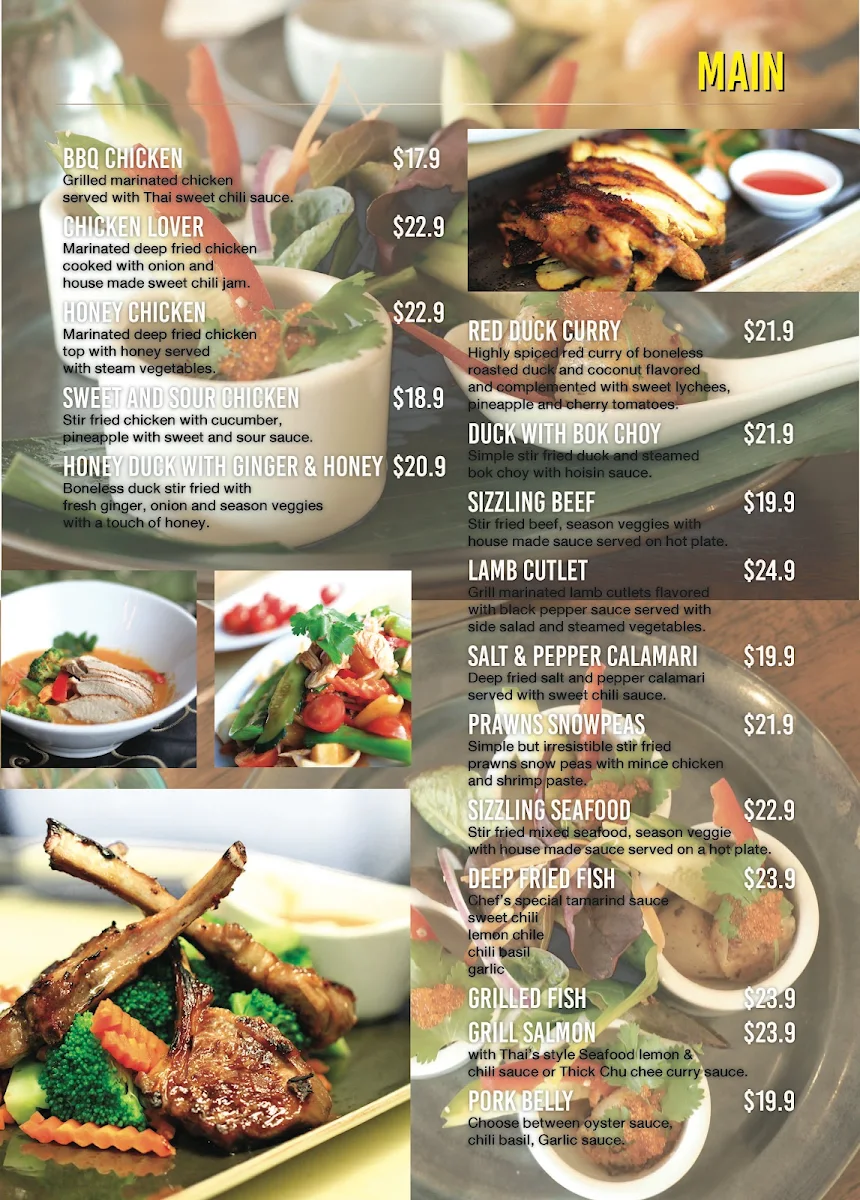 Menu, Be My Guest Thai Kitchen