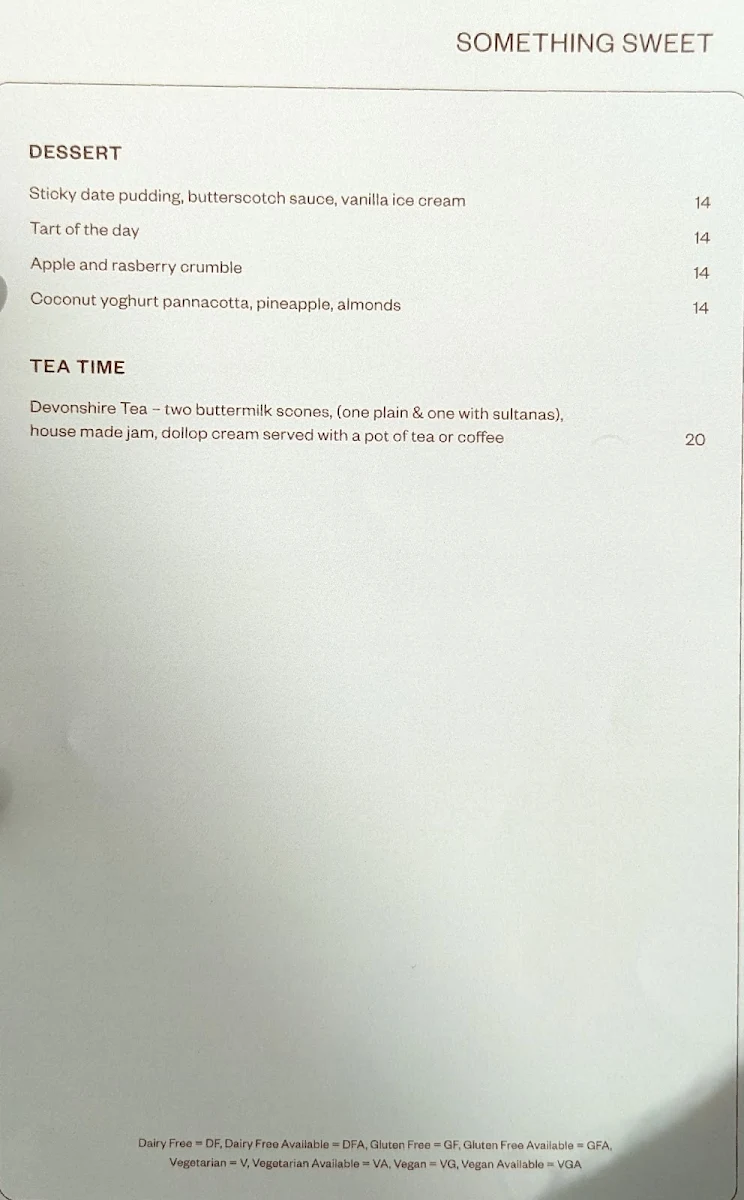 Menu, Walter Cafe
