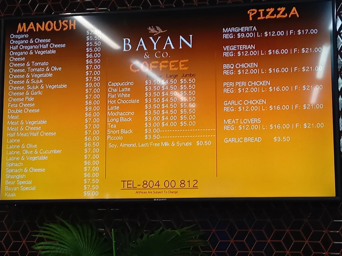 Menu, Bayan & Co