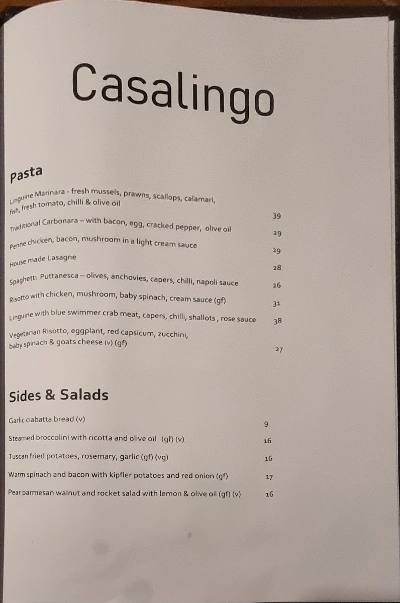 Menu, Casalingo