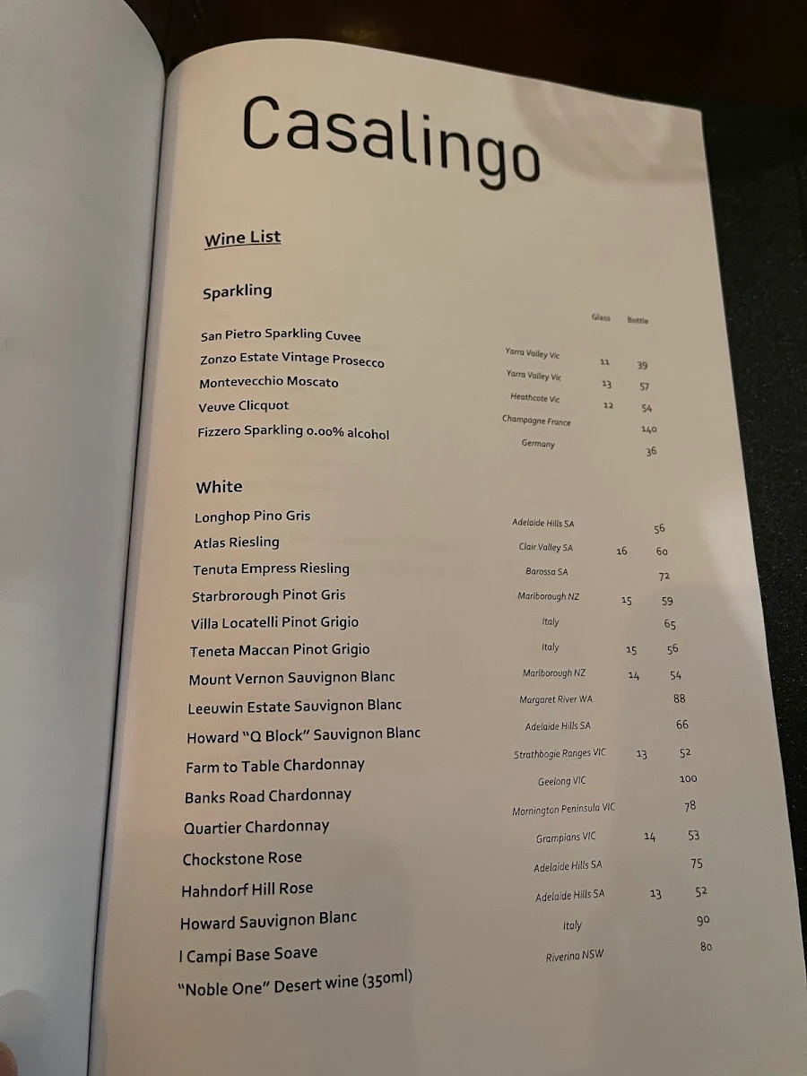 Menu, Casalingo