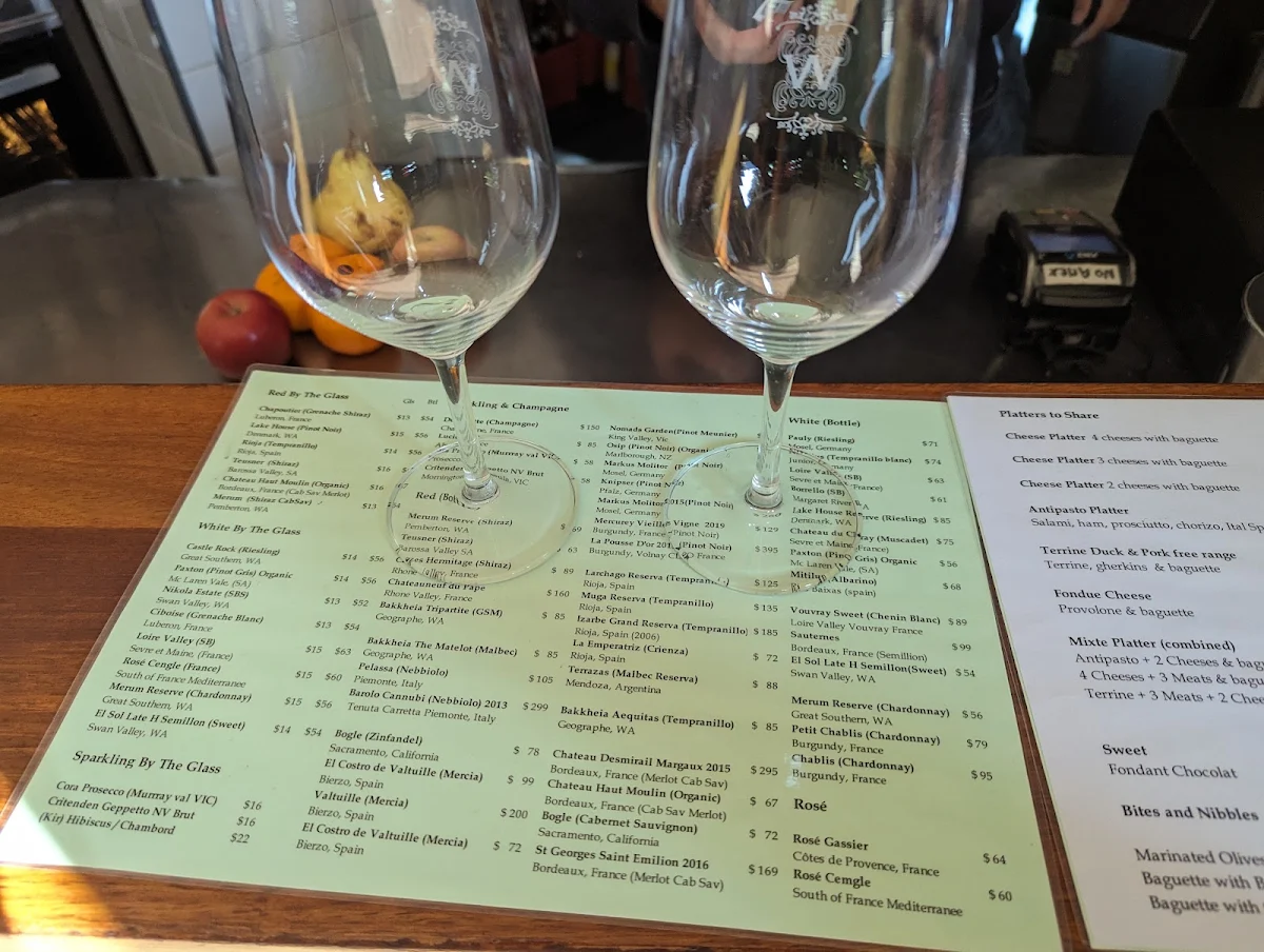 Menu, Whisper Wine Bar
