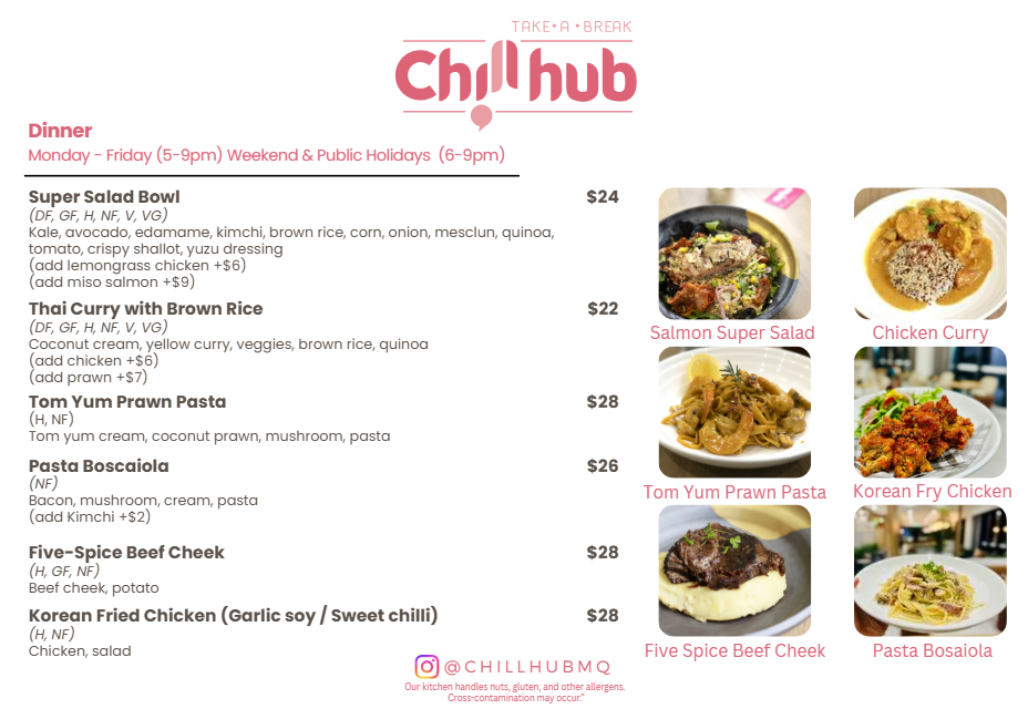 Menu, Chill hub