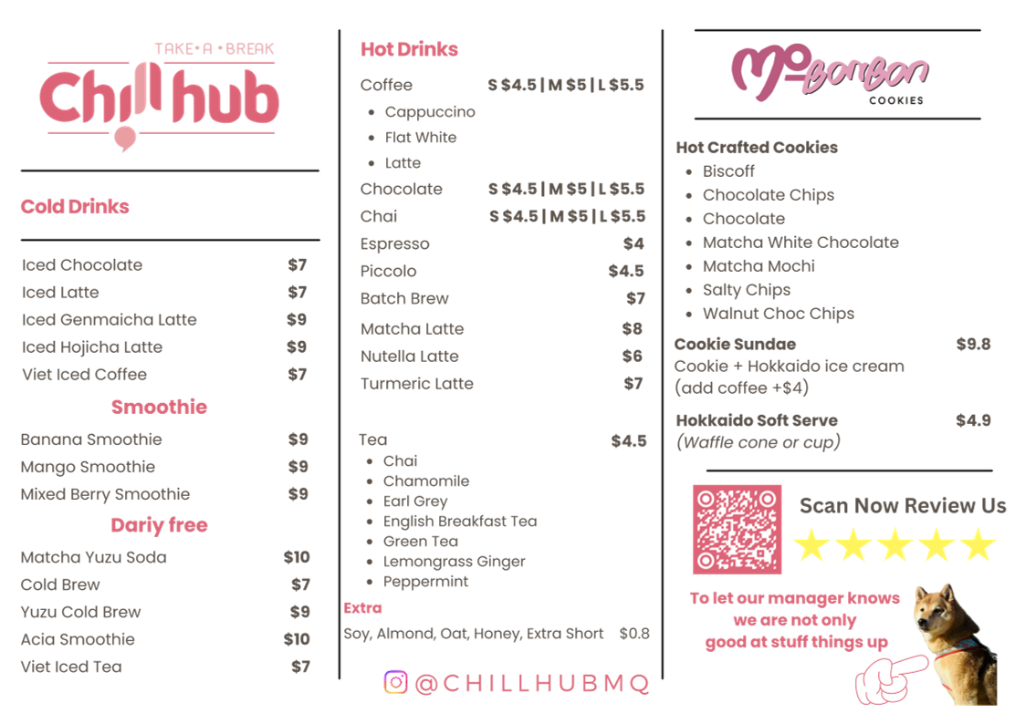 Menu, Chill hub